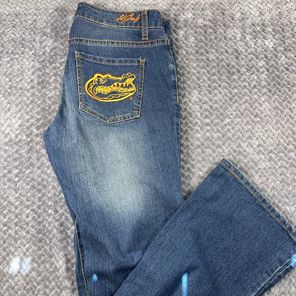 UGals Jeans Florida Gators Size 11 12 Denim Flare Pants Football Gameday - Picture 4 of 10